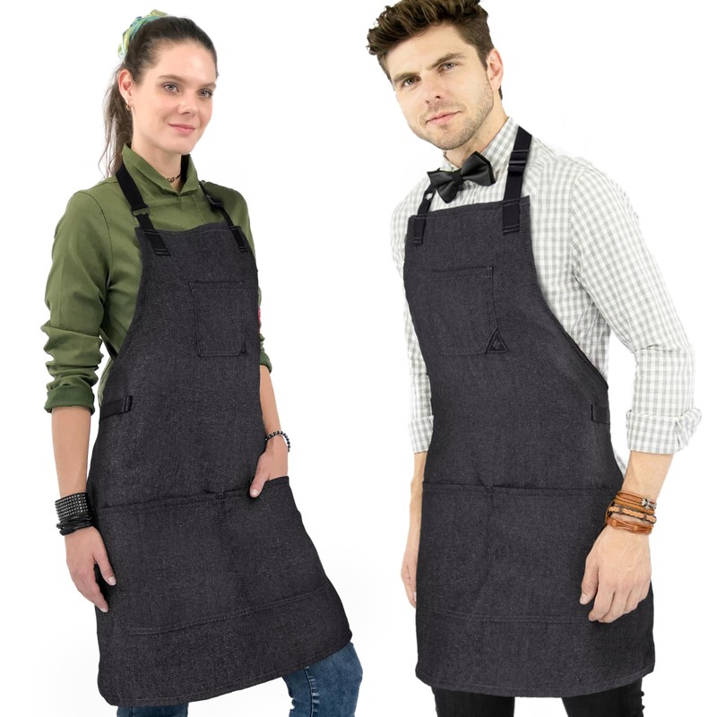 Under NY Sky Work Apron – Bib Style, 3 Pockets,