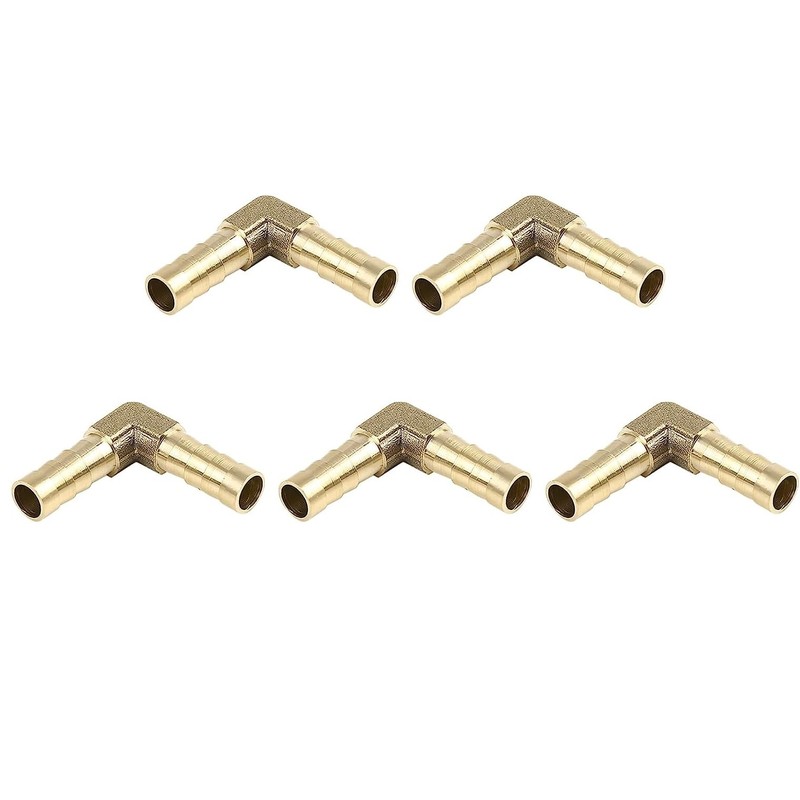 5pcs 8mm Brass Barb Elbow 90 Degree Male Thread Connector