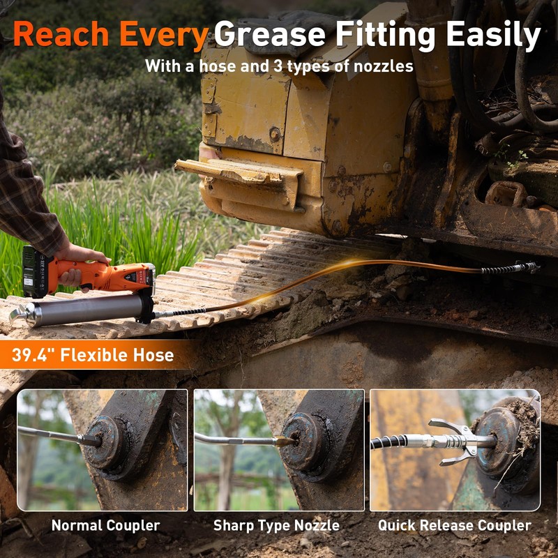 TaskStar 2-in-1 Electric Grease Gun: 10,000 PSI High-Pressure Battery Powered
