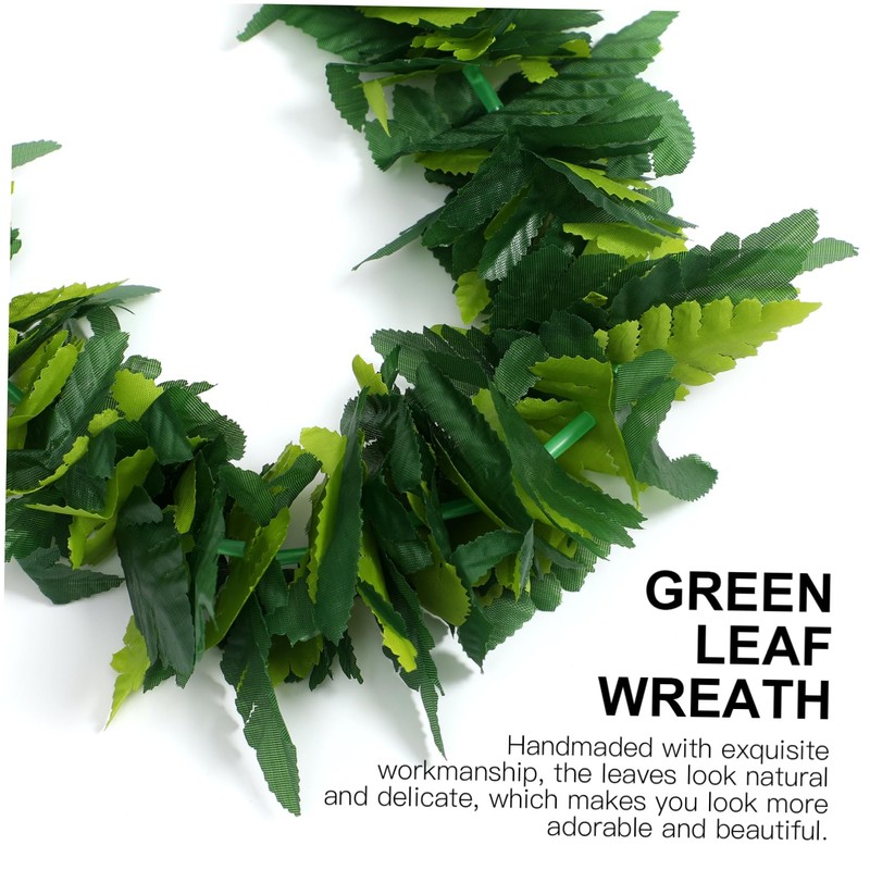 Yardenfun 1set Hawaiian Garland Green Artificial Leaves Headband Necklace Bracelet