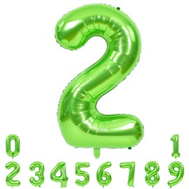 TONIFUL 40 Inch Large Green Numbers Balloons 0-9, Number 2 Digital 2 Helium Balloons, Foil Mylar Big Number Balloons for Birthday Party Anniversary Supplies Decorations