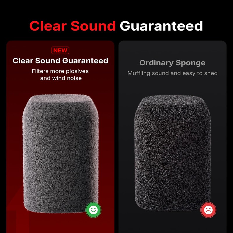 MAONO Microphone Windscreen for PD100W Microphone High-Density Flocked Foam Mic