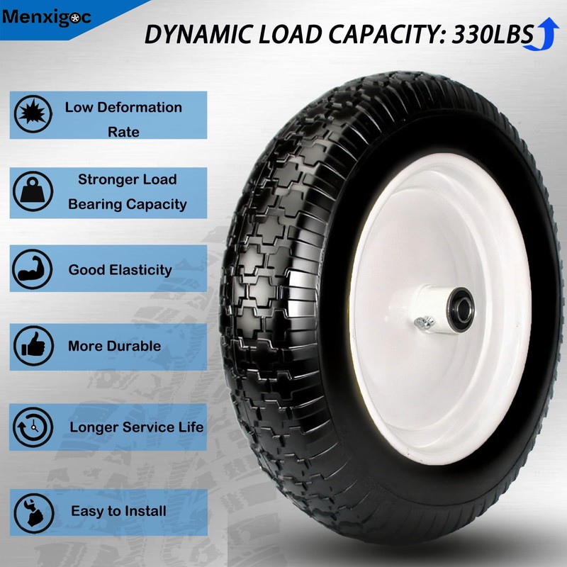 4.80/4.00-8 Tire, 14.5" Tire and Wheel Flat Free, 5/8" Bore