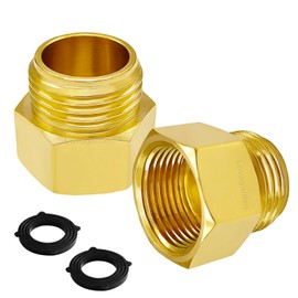 Lovegarden 2PCS Garden Hose Adapter 3/4" NPT Female x 3/4" GHT Male Connector, GHT to NPT Solid Brass Pipe Reducer Fitting for Outdoor Faucet Washing Cleaning Irrigation Plumbing