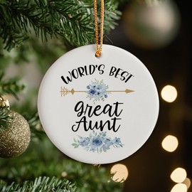 KSDUT Great Aunt Gifts Ornament - New Aunt Ceramic Ornament Keepsake, Auntie Gifts from Niece Nephew Ceramic Decor for Christmas Tree, Auntie Appreciation Gift Decoration Hanging Ornament