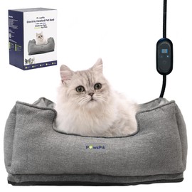 PAWSPIK Heated Cat Bed, Heated Dog Bed for Pets Indoor, Electric Pet Bed Warmer for Cats and Dogs (Ash Gray)