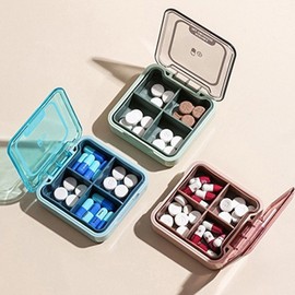 Portable Transparent Pill Organizer for Supplements and Vitamins Pill Case Pink 2ea