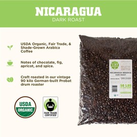 Tiny Footprint Coffee - Fair Trade Organic Nicaragua Segovia Dark Roast | Whole Bean Coffee | USDA Organic | Fair Trade Certified | Carbon Negative | 3 Pound