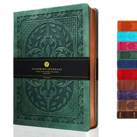 Victoria`s Journals Vintage notebook, Classic A5 journal, Leather Hard Cover, Hardback notebook, Quality design Diary (Green)