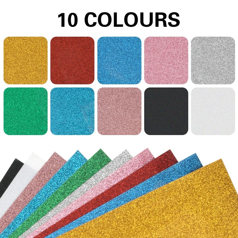 YOPEUC 10 Colours Plotter Film Textile Glitter, 25 x 30.5