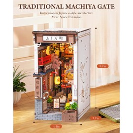 Rolife DIY Book Nook Kits for Adults, Miniature Dollhouse Booknook Kit, 3D Wooden Puzzle Creative Decorative Bookends Bookshelf Diorama Insert Crafts Hobbies Gifts (Sakura Wine Alley)