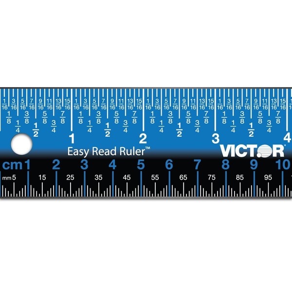 VICTOR Ruler,Inch,Gloss,Stainless Steel,12in.