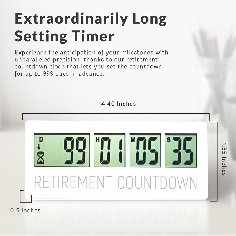 Countables Retirement Countdown Clock - Up to 999 Days LCD
