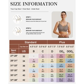 LUXMAY Women's Seamless Bras Scalloped Push Up Bras No Underwire Comfort Bralettes Soft Everyday Bra Coffee Medium-Plus