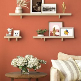 Yun-aeon Burnt Orange Textured Peel and Stick Wallpaper 15.7" × 120" Removable Waterproof Contact Paper for Cabinets and Drawers Vinyl Self Adhesive Wall Paper Decorative for Bedroom Bathroom