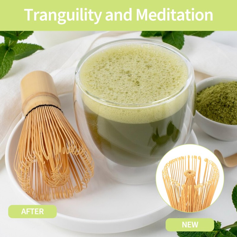 3 Pcs Bamboo Matcha Whisk Set,Handmade Chasen Brush&Spoon Japanese Tea