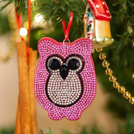 FLYAB Owl Christmas Ornament - 2.8'' x 2.4'' Owl Ornaments for Christmas Trees Decorations Car Hanging Ornament Christmas Animal Ornaments for Women Girls Kids Men Holiday Party Favors