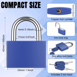 Yaocom 30 Pcs Aluminum Keyed Alike Padlocks - 60 Keys Included, 33mm, Small Luggage Locks Zinc Alloy Padlocks with Different Keys Suitable for Gates, Fences, Storage Lockers Cabinet