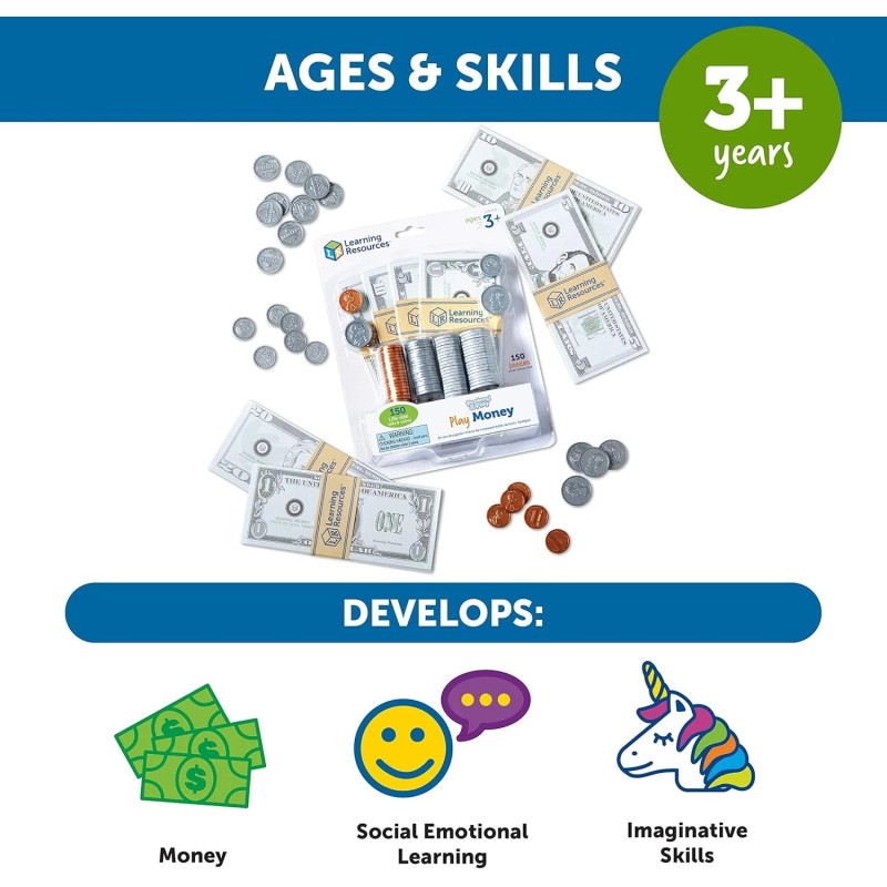 Learning Resources Pretend & Play Counting Currency – Play Money
