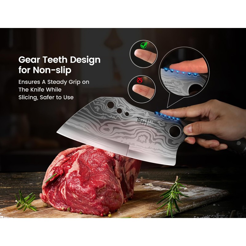 Meat Cleaver Chef Knife with Sheath, 7.7 Inch Butcher Knife