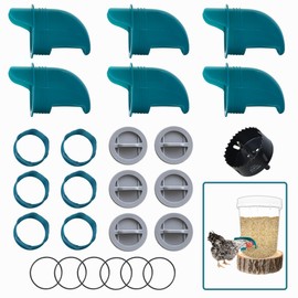 Whimsii Chicken Feeder Without Waste, 6 Ports + Hole Saw, Automatic Chicken Feeder Dispenser, Rainproof, Poultry Feeder for Chickens, Duck, Geese, Birds, Quails