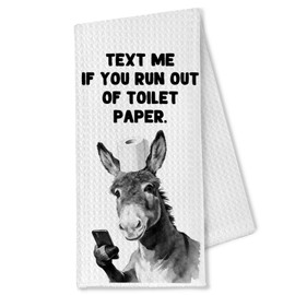 OTOUO Funny Donkey Hand Towel for Bathroom Decor, Farmhouse Donkey Gift for Women & Men, 16x25 Inches