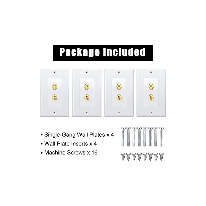 Aswalling 4 Pack Single Gang 1.0 Speaker Wire Wall Plate
