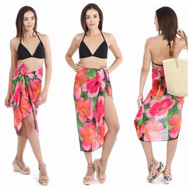 Ayliss Traje de baño de gasa para mujer, color sólido, estampado de playa, pareo, #13 Colores mezclados-flor rosa, Talla única