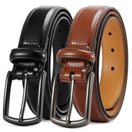 CHAOREN Mens Belts Leather 2 Pack - 1 1/4" Dress Belts for Men Golf Casual Jeans