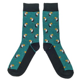 SockFly Stripe Toucan Dress Socks Funny Novelty Crazy Fun Design Men Size 8-12 Cotton Casual Crew Colorful Funky Fancy Socks Gift for Men