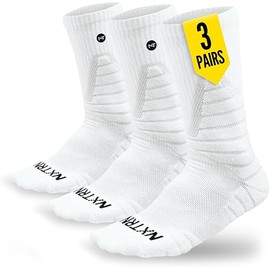 NXTRND 3 Pairs Compression Sports Crew Socks for Men, Cushion Athletic Socks, Basketball, Football and Running