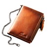 Wallet with Chain for Men Women Genuine Leather RFID Blocking