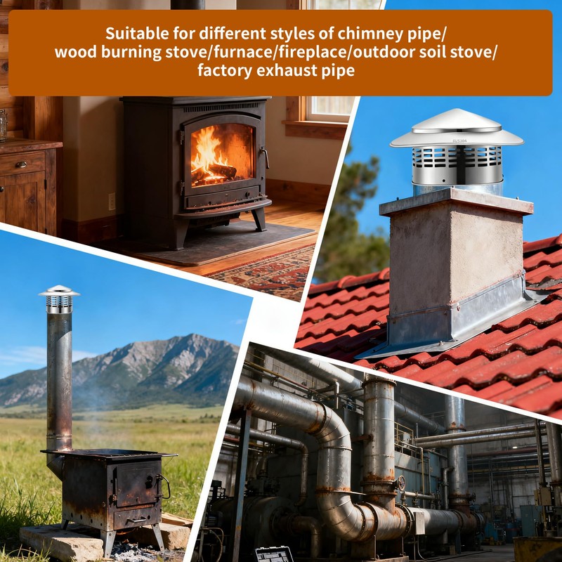 YAQAERIO 6 InchRound Chimney Cap – 304 Stainless Steel Vent