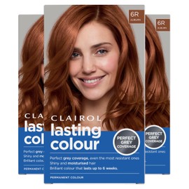 Clairol Lasting Colour Permanent Hair Dye | Ideal Grey Coverage | Shiny and Moisturised Hair | 6R Auburn