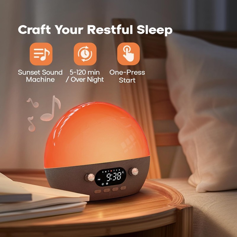 Dekala RestOnn Sunrise Alarm Clock Sunset Sound Machine 7-Day Programmable