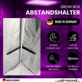 ULROAD 4X Ersatzteil für Grow Box Fixture Poles Space Booster Zelt Schrank 16mm Stangen Befestigung Zubehör Growschrank für Growbox für Secret Jardin für Growpro für Homebox Diamond Box Schillerbox