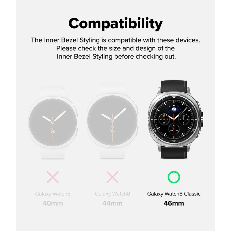【Ringke】Galaxy Watch 8 Classic 46mm ケース [クラシックな時計デザイン] 傷防止高級ステンレスアクセサリーカバー（インナーベゼルカバー）簡単取り付け ブラック- Inner