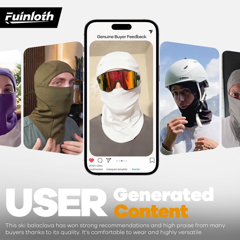 Fuinloth Ski Mask Balaclava Pro, Cold Weather Windproof Thermal Shiesty