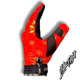 Red And Yellow Paisley Motorcycle Gloves 4XL