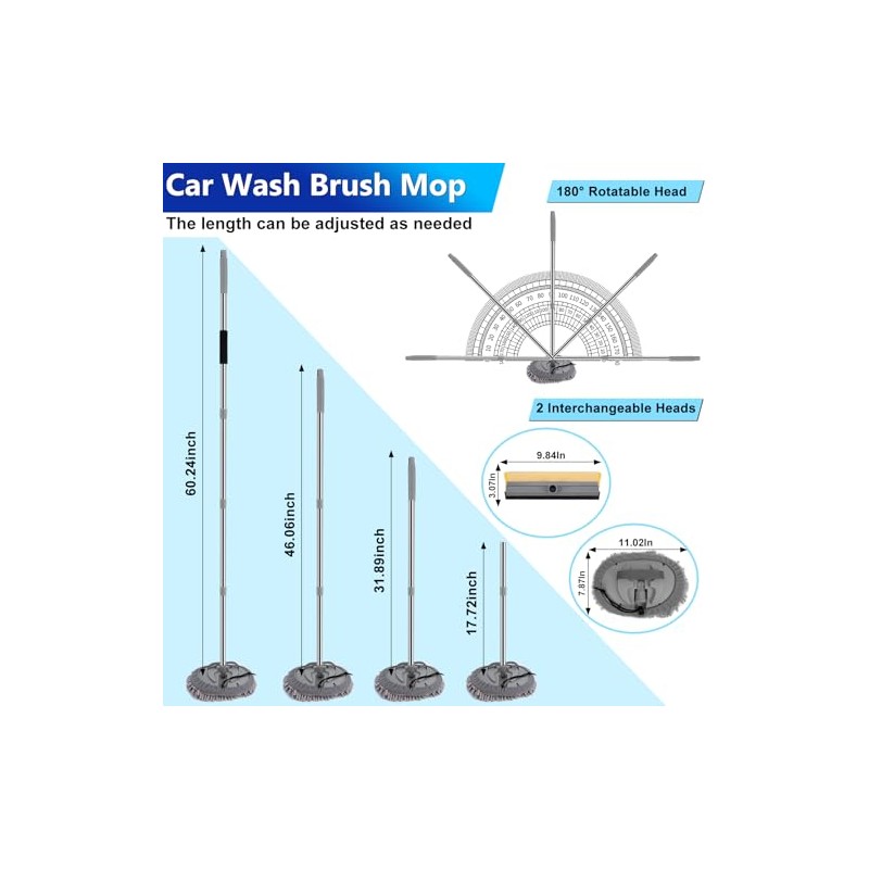 THINKWORK Car Wash Kit, Car Washing Brush with Long Handle,