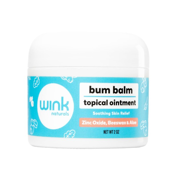 Wink Well Baby Bum Balm Cream For Diaper Rash, Irritated Skin And Insect Bites, Natural Moisturizing Cream With No Toxins, Dyes, Fragrances, Parabens, Petroleum Or BHA (2 Oz)