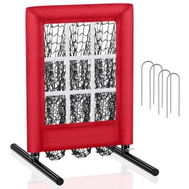 Heavy-Duty 9 Hole Baseball Pitching Net with Pitching Target Pockets, Regulation Size Strike Zone, Portable Adjustable Height Pitcher Training Equipment for Baseball/Softball Practice