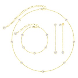 GZWHD Gold Jewelry Set for Women Necklace Earrings Bracelet Set Diamond Jewelry Gift for Mother Friend Wife