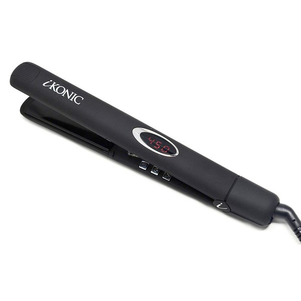Tourmaline Ceramic Hair Straightener – Infrared Flat Iron with Digital Temperature Control Smooths, Styles All Hair – Easy to Use Anti Frizz Hair Products for Women, Men – Supernova by iKonic (Black)