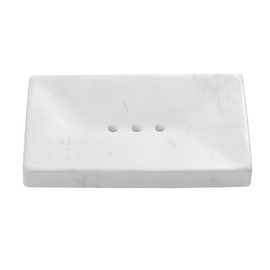 StonePlus Natural Smooth Real Marble Soap Dish/Facial Sponge Holder/Bathroom Makeup Sponge Tray with Draining Hole (Volakas White)