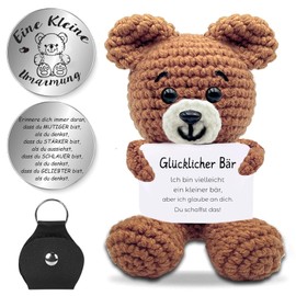 QUANMAITONG Lucky Charm Bear Pocket Hug Gift for Women, Funny Courage Children's Gift Lucky Charm Exam, Get Well Soon Gifts Best Friend (C)