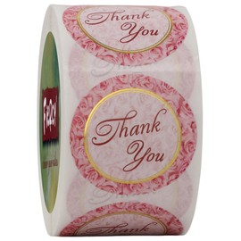(3 Sizes-1.5") | Floral Thank You Stickers 1.5 inch | Pink Thank You Sticker Labels Roll | 500 Gold Foil Thank You Stickers Small Business | Adhensive Labels for Small Business Supplies