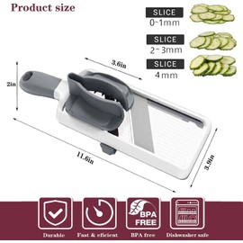 Generic Multi-Functional Handheld Mandoline Slicer with Adjustable Stainless Steel Blade, Comfort Grip Handle, Enhanced Safety Features, Perfect for Quick and Precise Slicing of Various Vegetables.