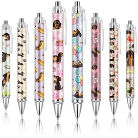 Ireer 8 Pcs Ballpoint Pens for Women 1.00 mm Cute Black Ink Fancy Pens Fine Point Smooth Writing for Journaling Aesthetic Office Supplies(Dachshund)