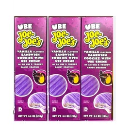 UBE Joe-Joe's Vanilla Flavored Sandwich Cookies with UBE Cream 6.8oz 193g (3 Pack, Ube)
